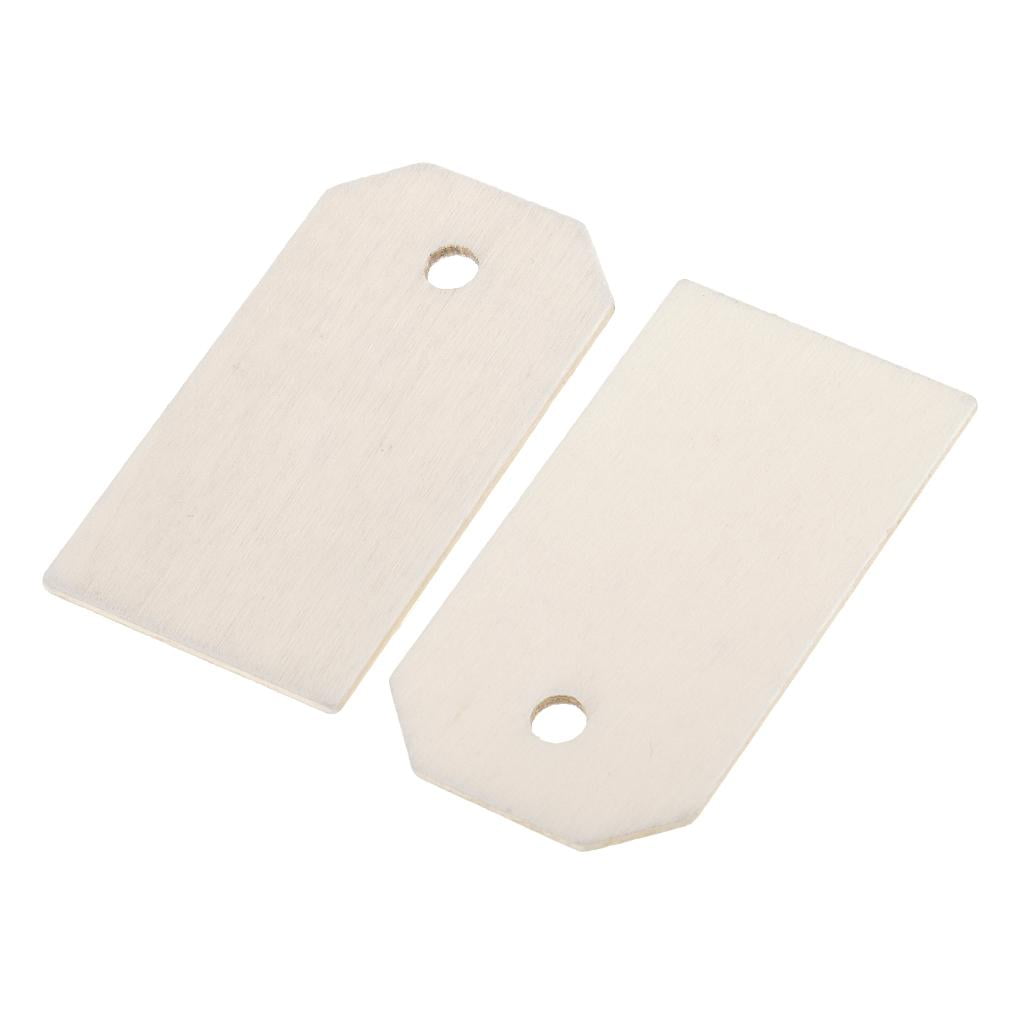 HOMYL 5x100 Pieces Blank Wooden Rectangle Tags Gift Tag for Wedding with Rope White 5 Pcs