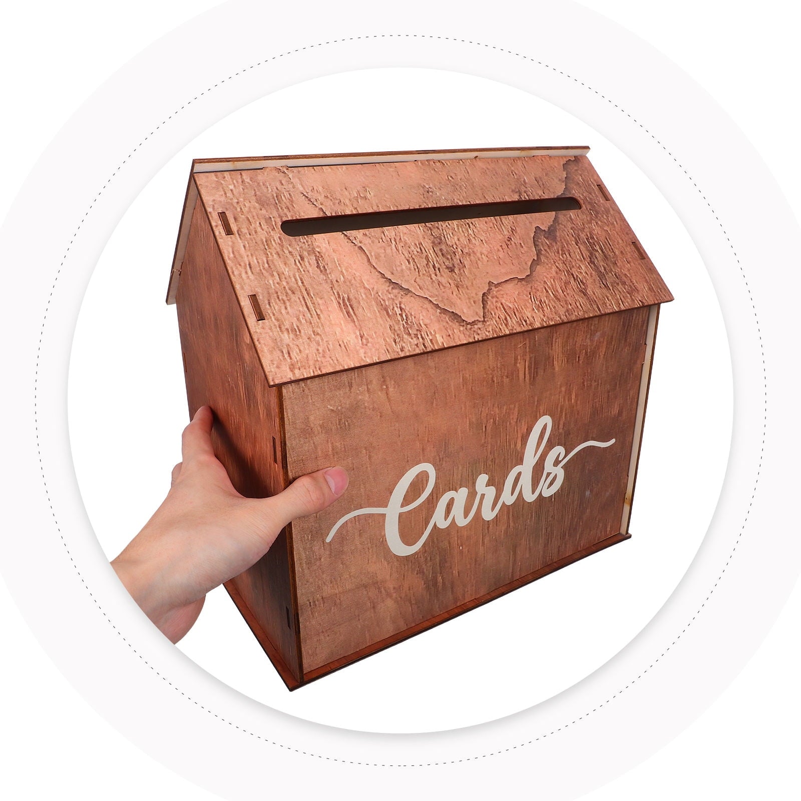 TABLZONE Elegant Wood Wedding Card Holder Box Brown for Birthdays Bridal Showers