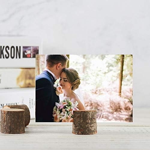 18Pcs Premium Wood Place Card Holders and 30Pcs Kraft Table Place Cards, Rustic Table Number Holders, Wood Photo Holders, Ideal for Wedding Party Table Name and More