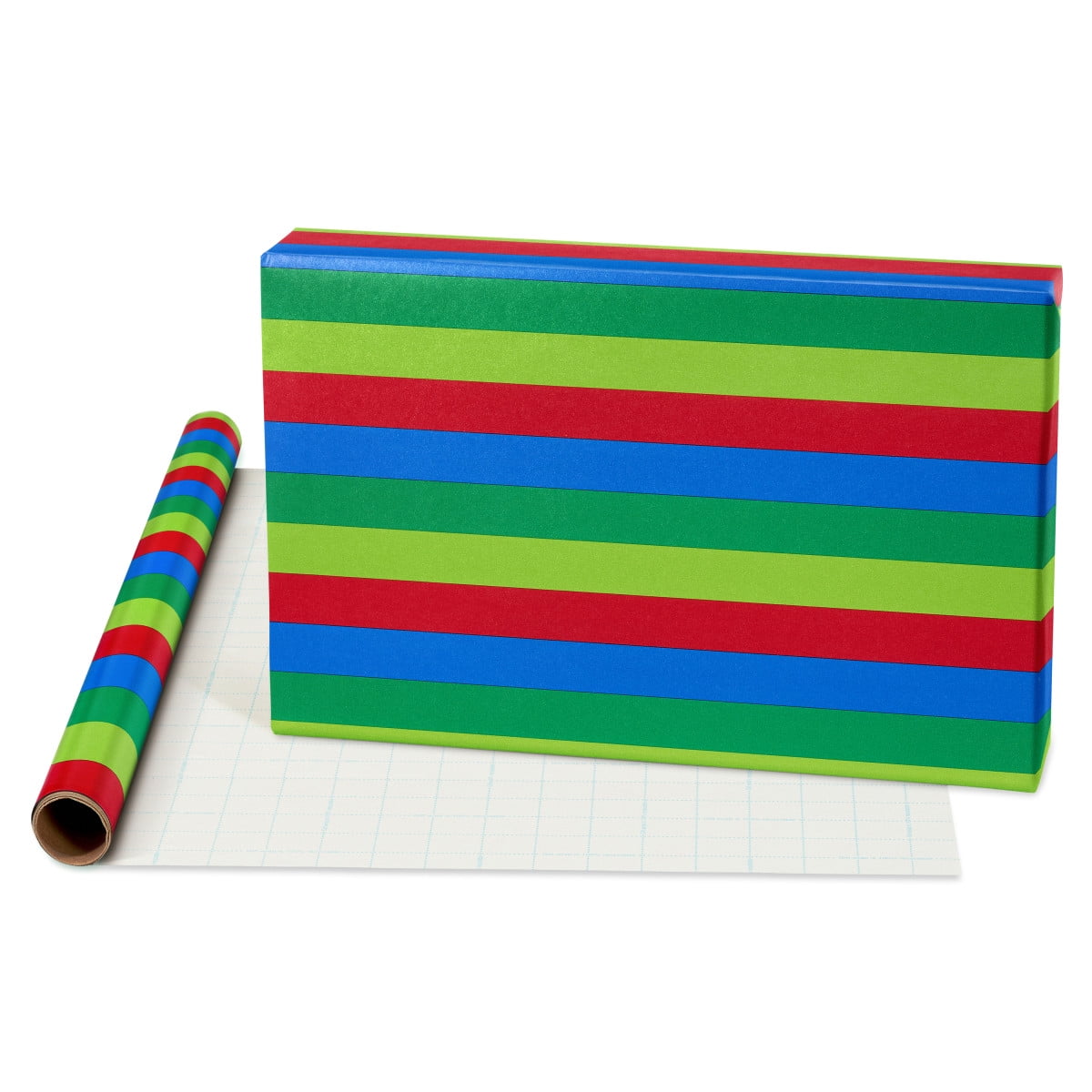 American Greetings 120 sq. ft. Christmas Wrapping Paper Set, Santa, Snowmen, Stripes and Christmas Text (4 Rolls 30 in. x 8 ft., 7 Bows, 30 Gift Tags)