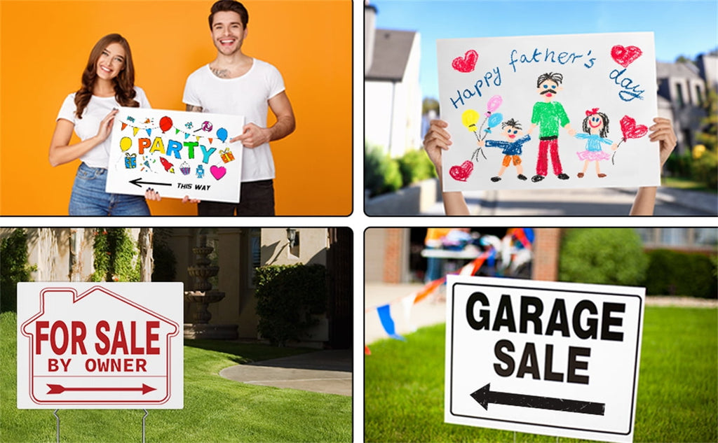 Lawn Signs,Corrugated Plastic Signs,Blank Yard Signs with Stakes, 18.1x11.8In Double Sided for Yard Sign Outdoor, Garage Sale, Open House, Estate Sale, Guidepost, Birthday Party