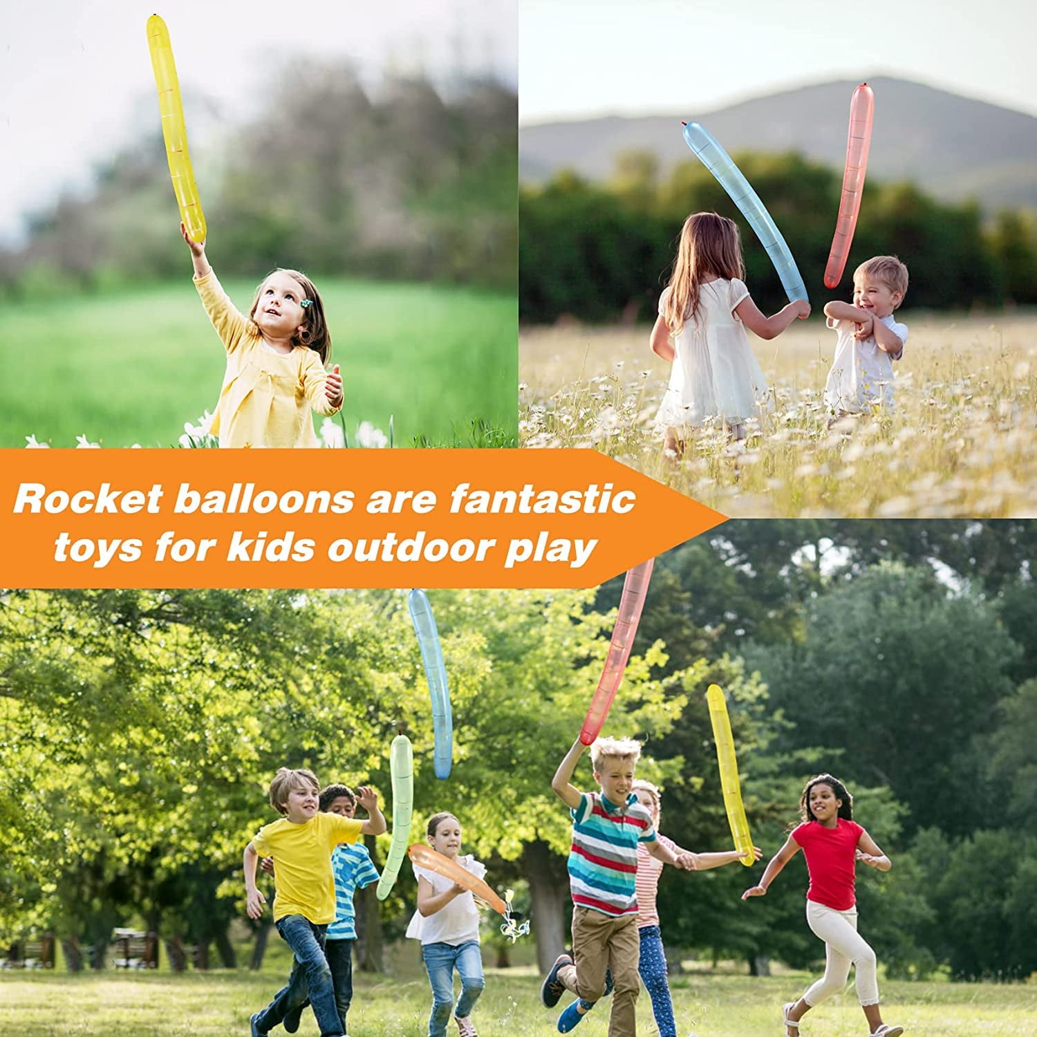 100pcs Rocket Balloons with Two Air Pump Colorful Giant Rocket Balloons for Parties