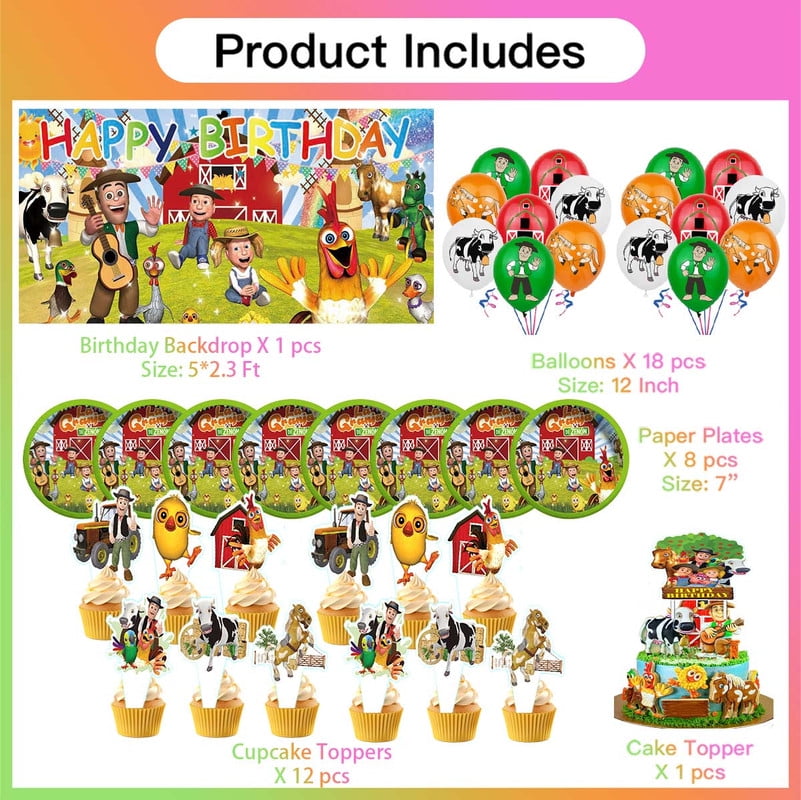La Granja de zenon Balloons Plates Party Supplies Decoration Birthday Cake Topper Decor Banner Backdrop Tableware