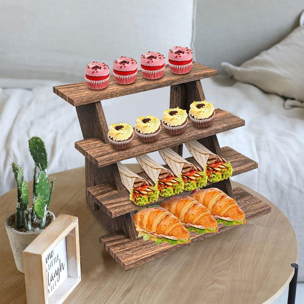 Wooden Display Stand Cupcake Stand, Rustic Tiered Display Stand, Table Display Stand for Party Decoration Supplies