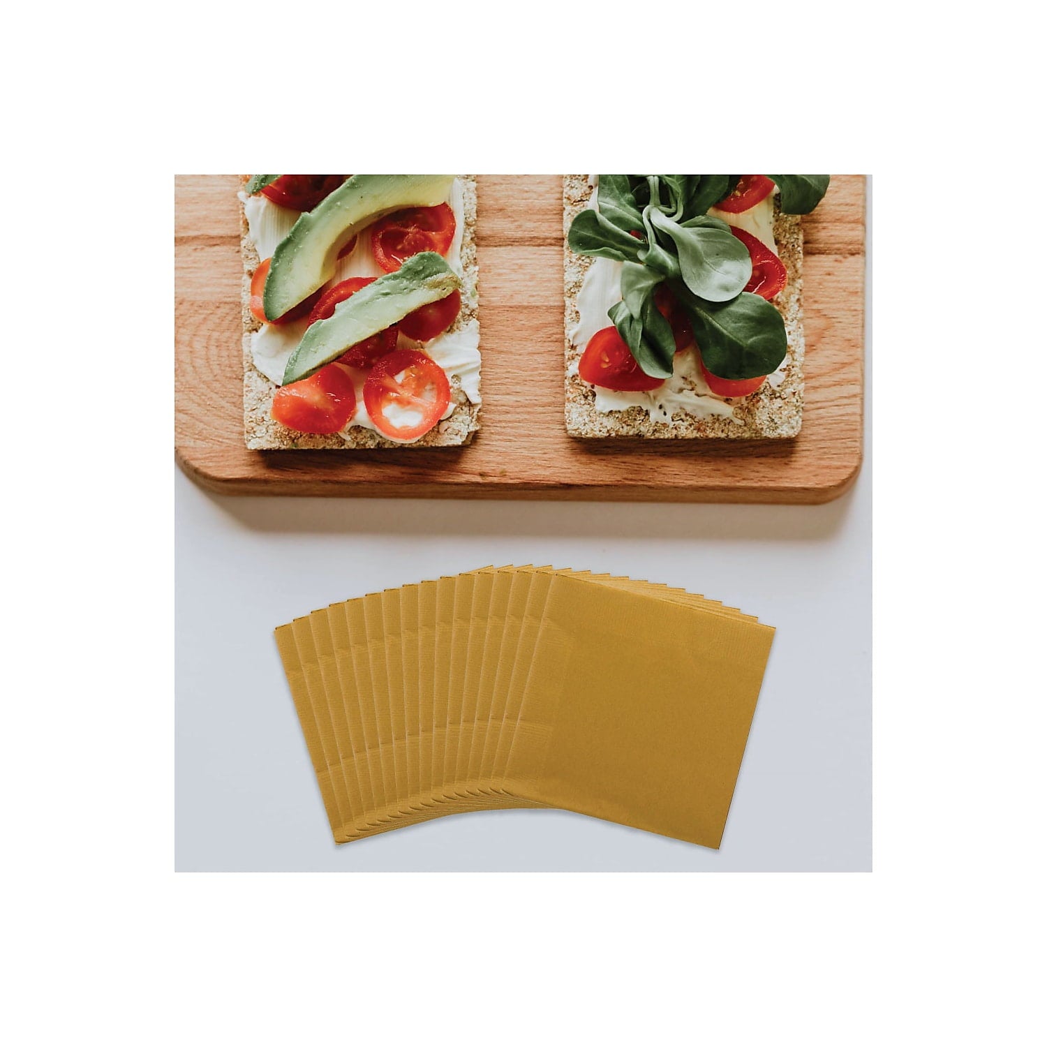 JAM Paper Bulk Small Beverage Napkins, 5x5, Gold, 480/Box