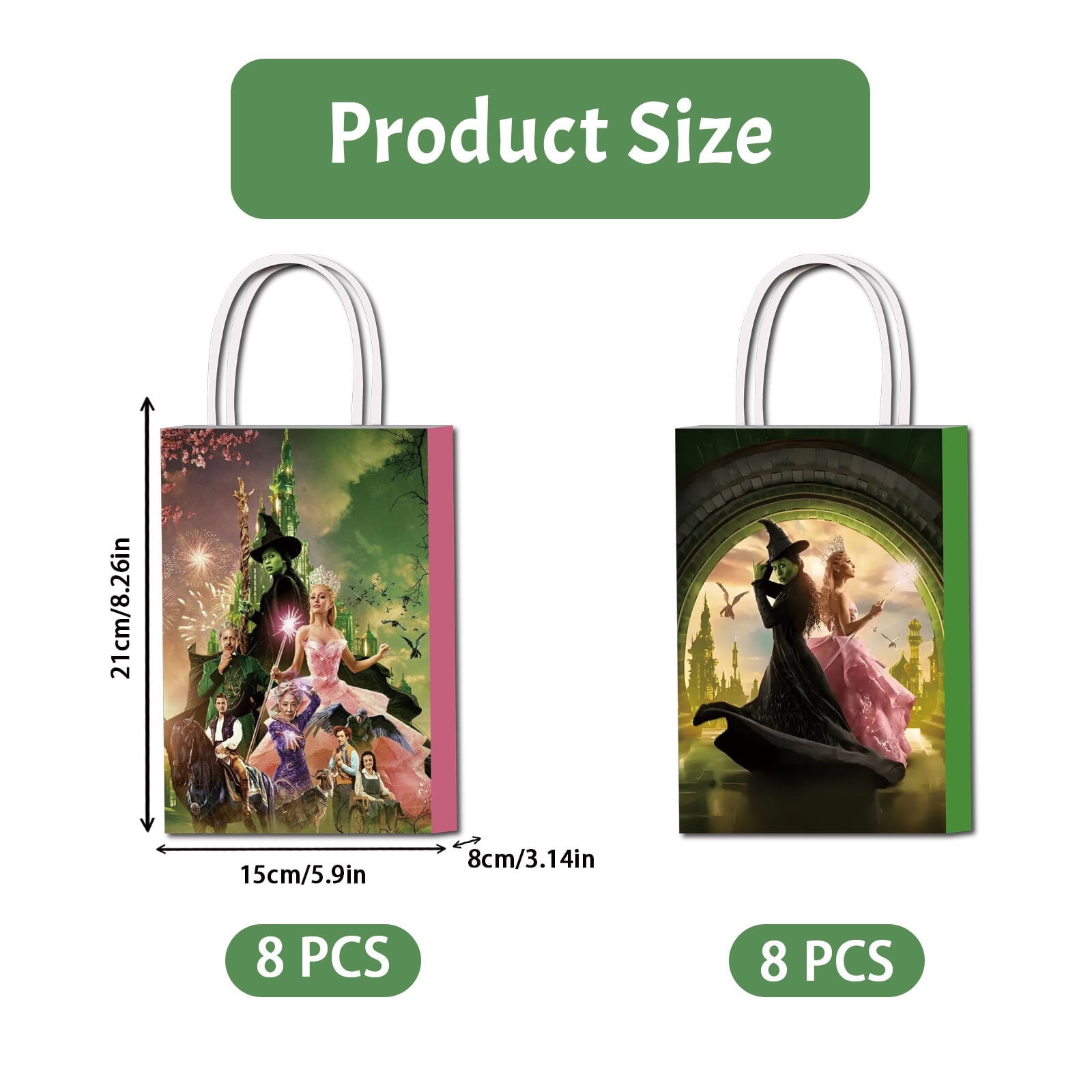 16 Pcs For Magical Witch Movie-Themed Party Favor Bags - Candy Gift Bags with Handles for Celebrations and Event Decorations