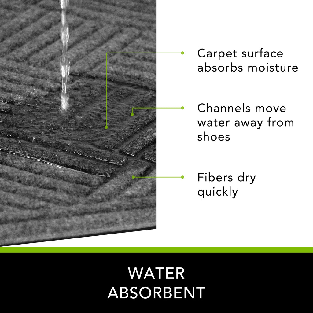 Mainstays Textures Crosshatch Polyester and Rubber Backed Doormat, 2' x 3', Smoke
