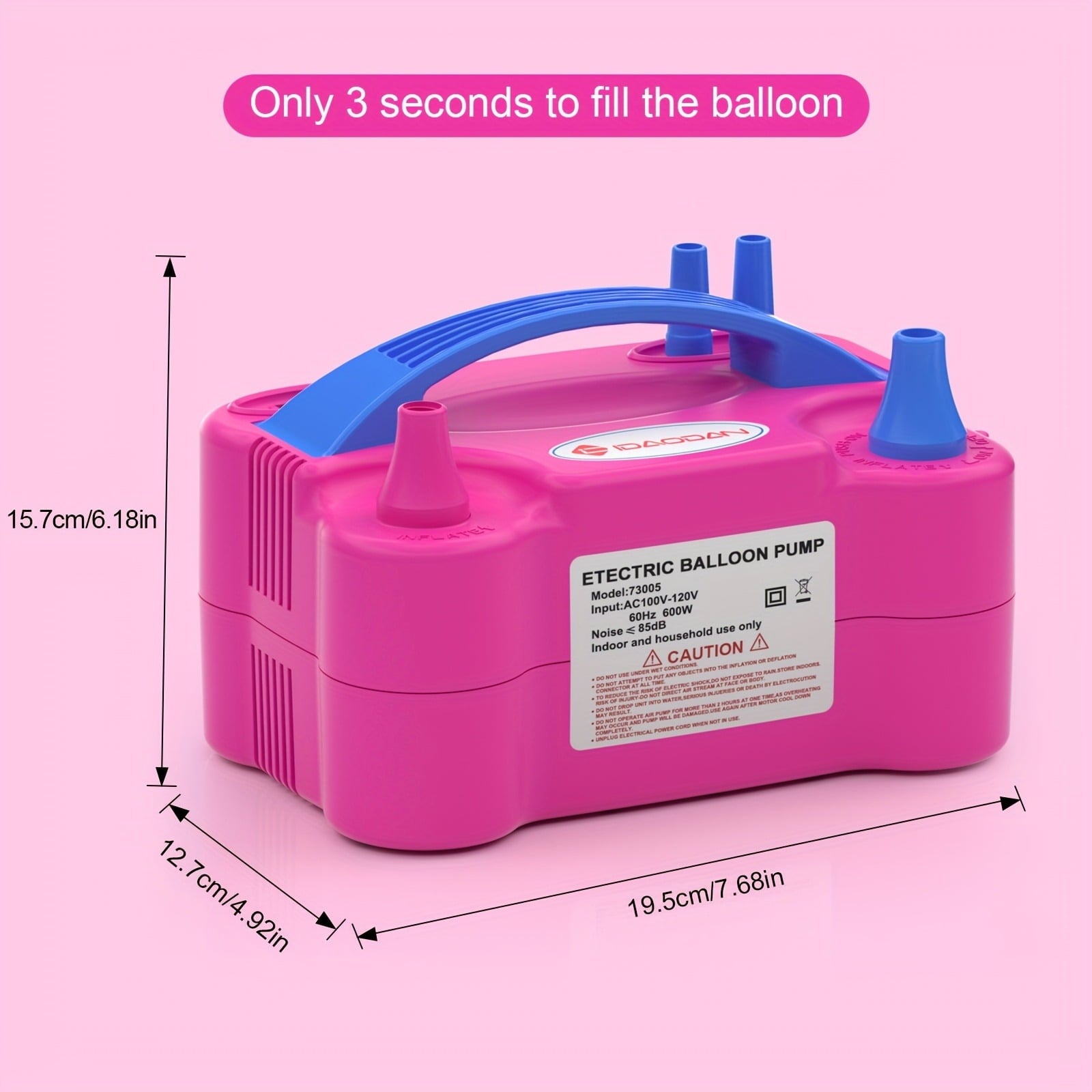 Electric portable dual-nozzle balloon hair dryer - 600W 110V-120V, rose red, compact design, event and outdoor decoration, essential for parties, easy-to-use device, balloon pump.