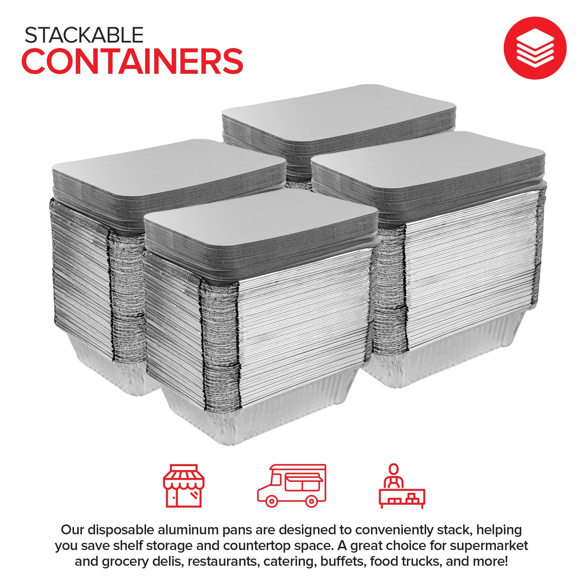 2 Lb Small Aluminum Pans with Lids (100 Pack) Foil Pan + Cardboard Lid, Disposable Cookware, Takeout Trays with Lids - To Go Disposable Food Containers for Restaurants & Catering, Stock Your Home