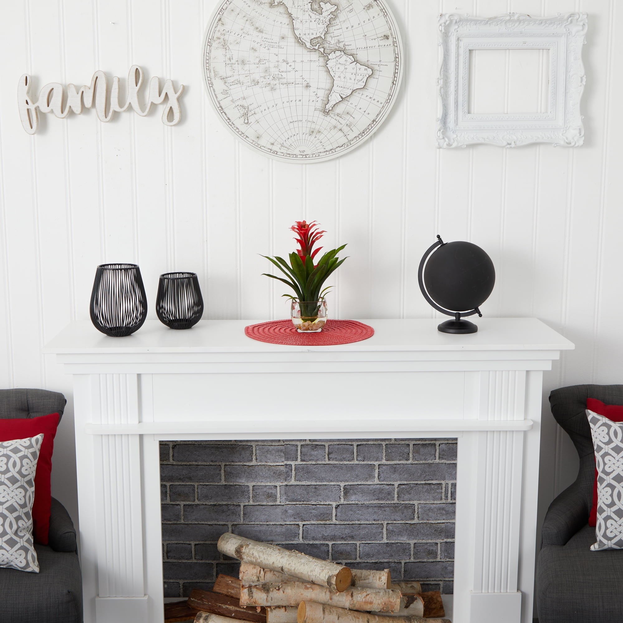 Nearly Natural Red Bromeliad with Vase Centerpiece