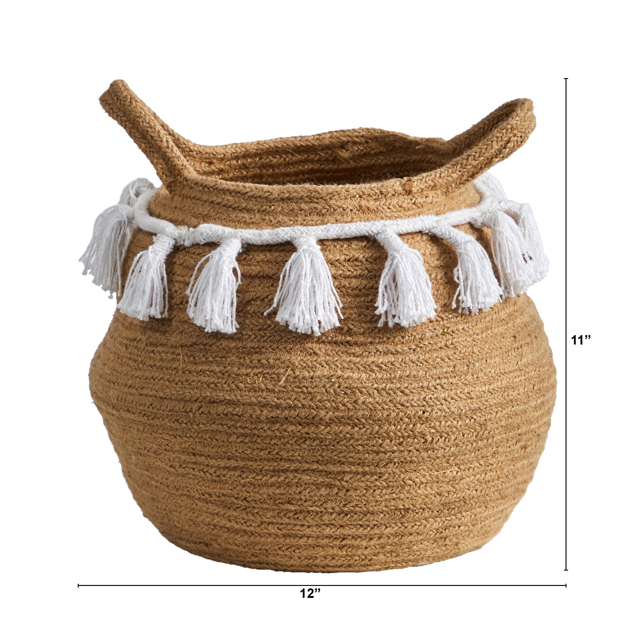 Nearly Natural 12" x 12" x 11" Bowl Beige Burlap and Cotton Plant Planter