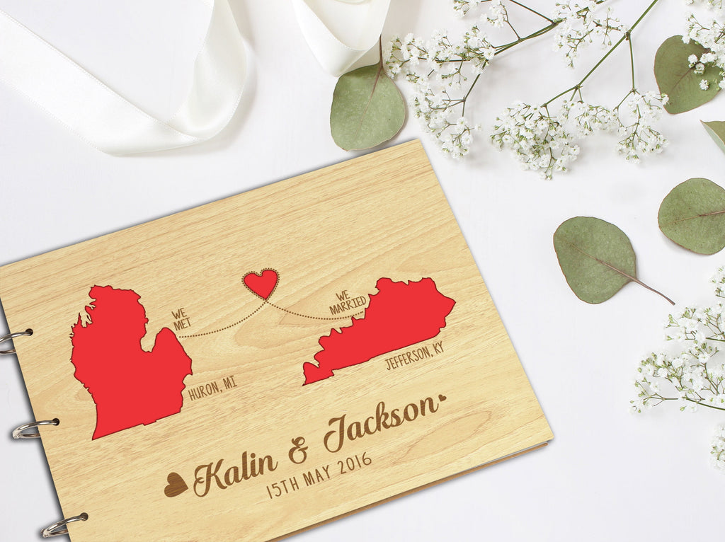 Darling Souvenir Personalized Engraved Laser Cut Wedding Guest Book Wooden Cover Sign-in Book Registry Guestbook Scrapbook-87