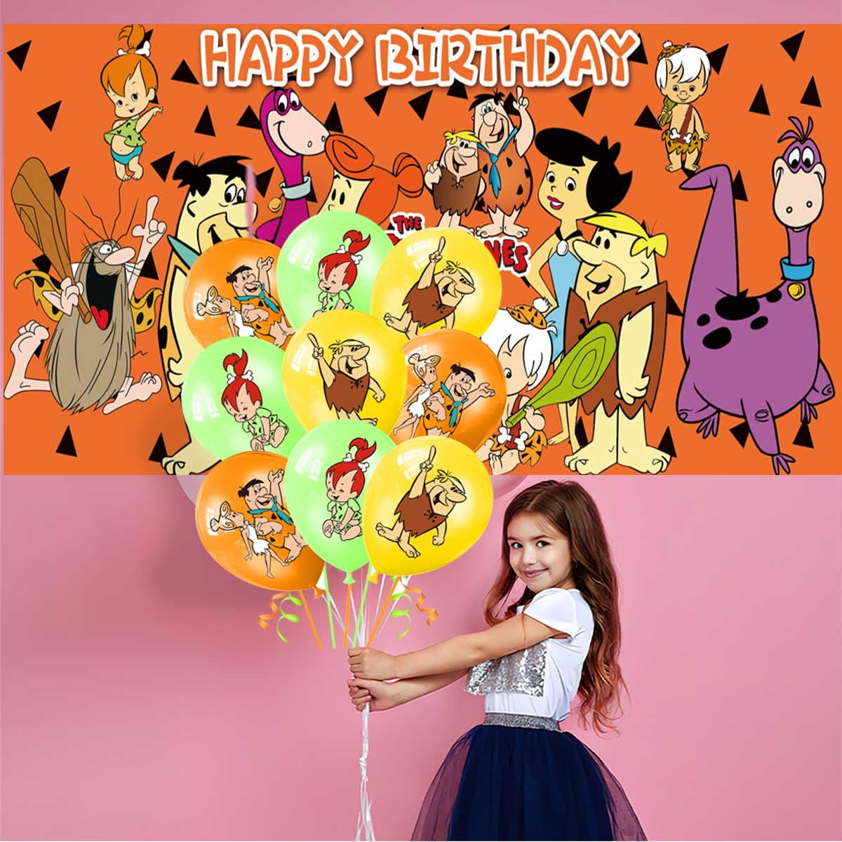 Flintstones Birthday Party Supplies Balloons Plates Decoration Cake Topper Decor Tableware Banner Backdrop