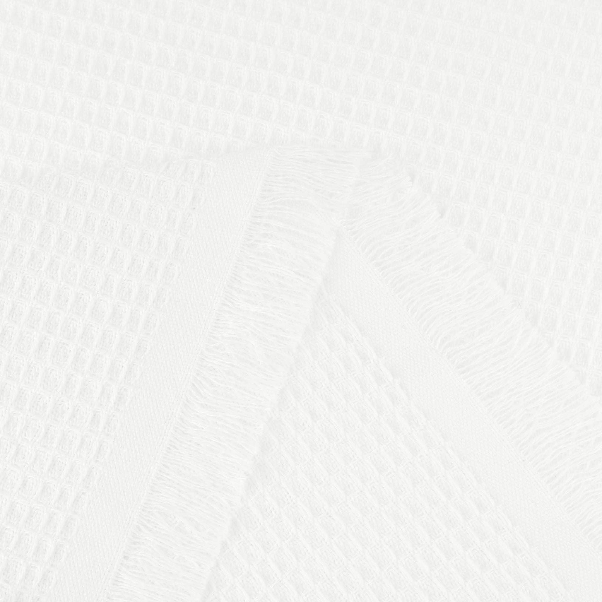 Unique Bargains Rectangle Cotton Linen Table Cover with Tassels for Dining Table White 51"x71"