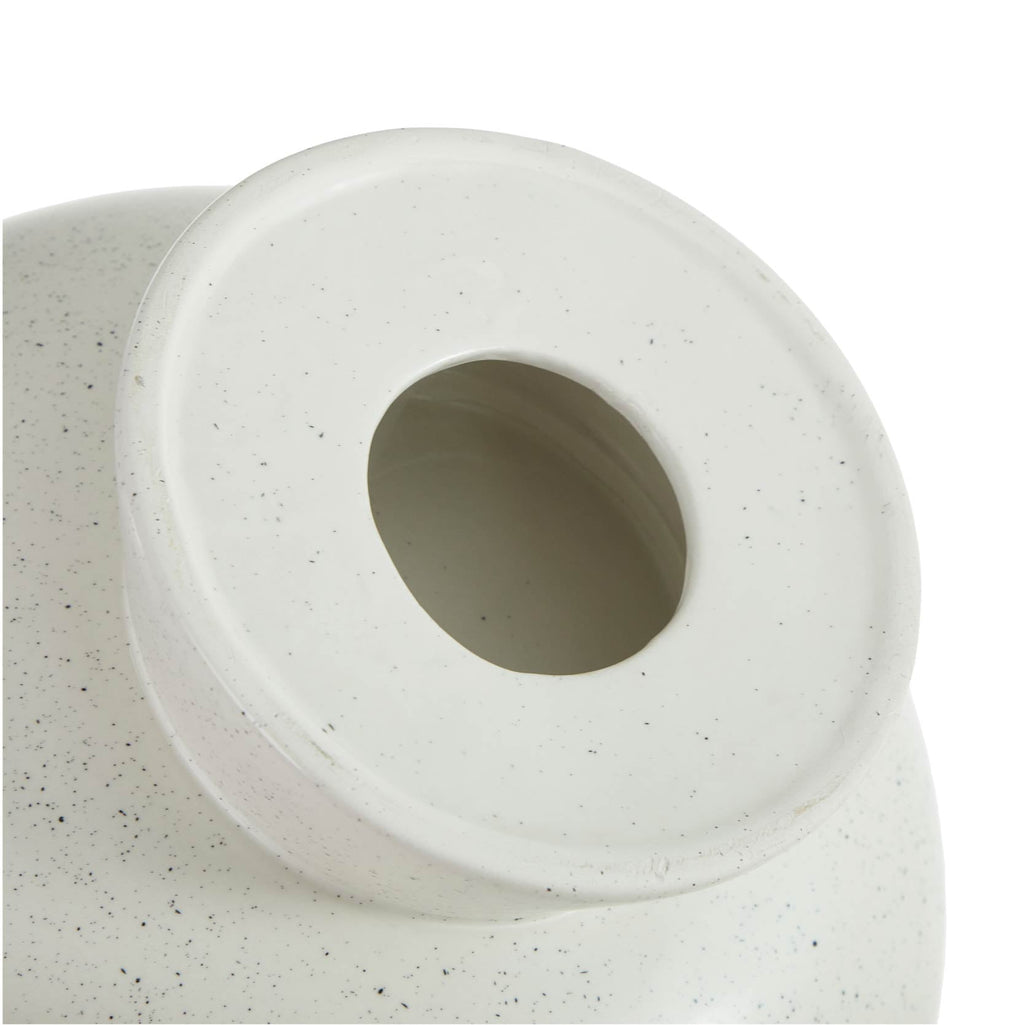 Beautiful 12" Round Speckled White Ceramic Bowl by Drew Barrymore