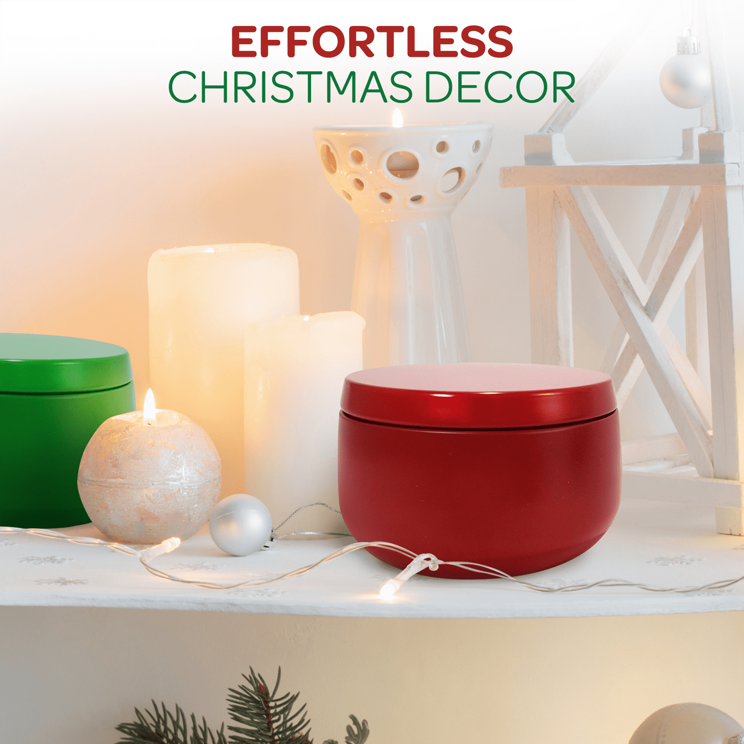 Hearts & Crafts Holiday Tin Candle Jars for Making Candles - Candle Tins 8oz - 24 Holiday Christmas Tin Candle Jars with Lids for Candle Making - Red, Green, Gold
