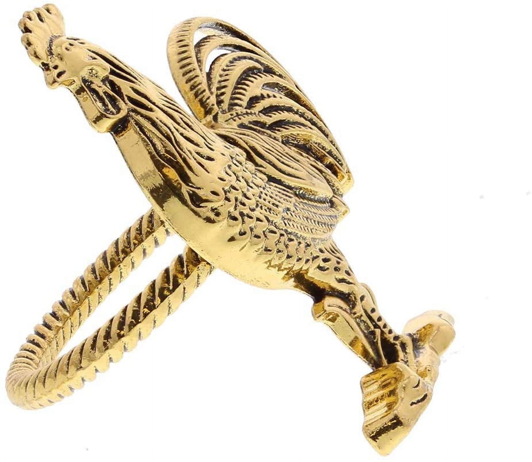KitchaBon Gold Napkin Rings Set of 6, Table Setting Centerpiece Decor Napkins Ring Holders, Napkin Ring Packs for Family Holiday Dinner, Fancy Banquet & Wedding Decorations for Reception- Rooster