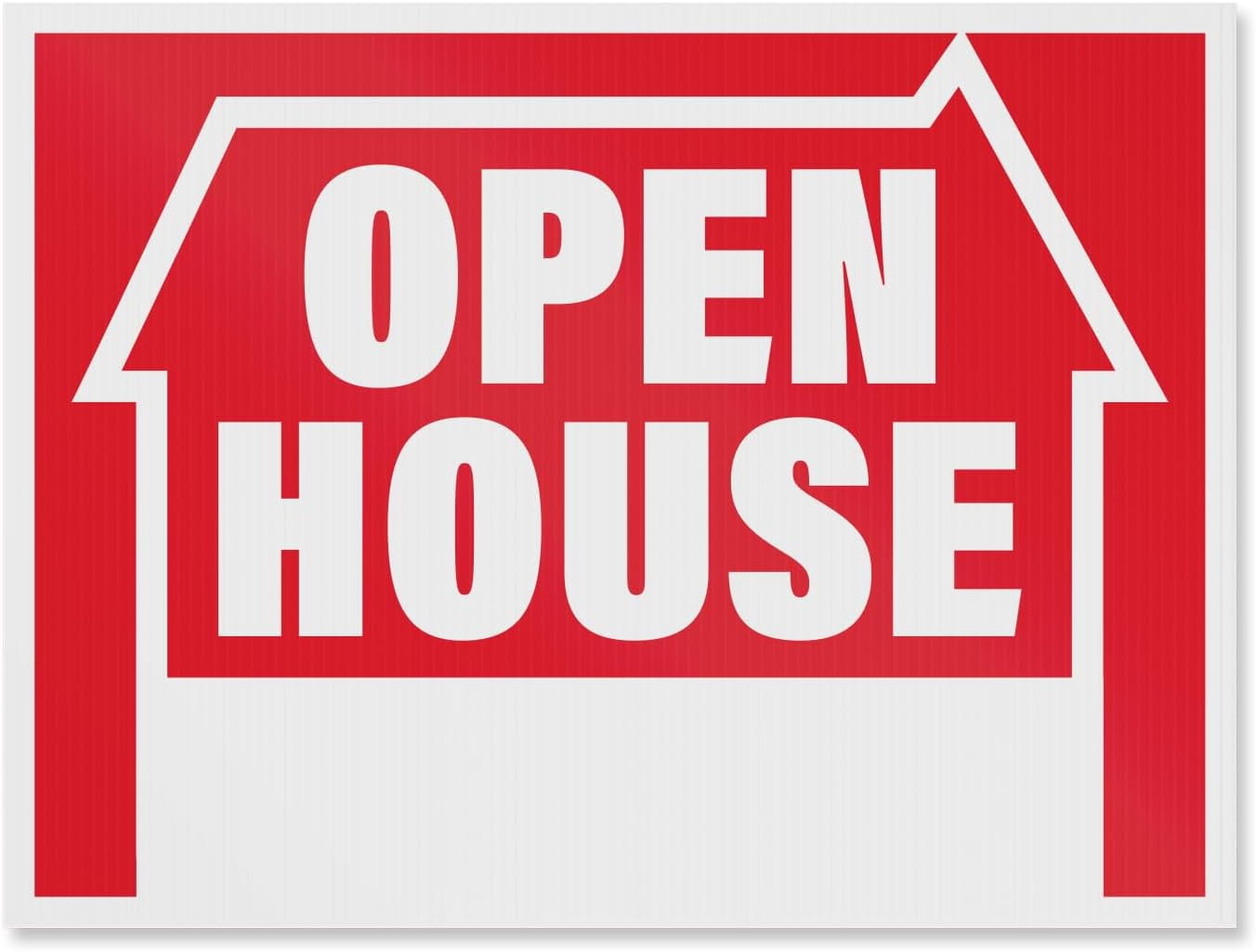 Open House Yard Signs with H-Frame Stakes, 16" x 12" Corrugated Plastic Open House Signs (Pack of 5)