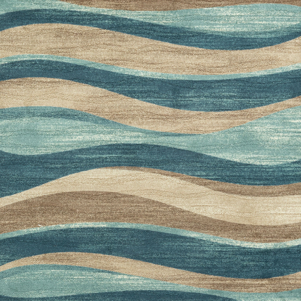 Mainstays Geometric Blue Brown Waves Indoor Hallway Runner Rug, 2'x6'