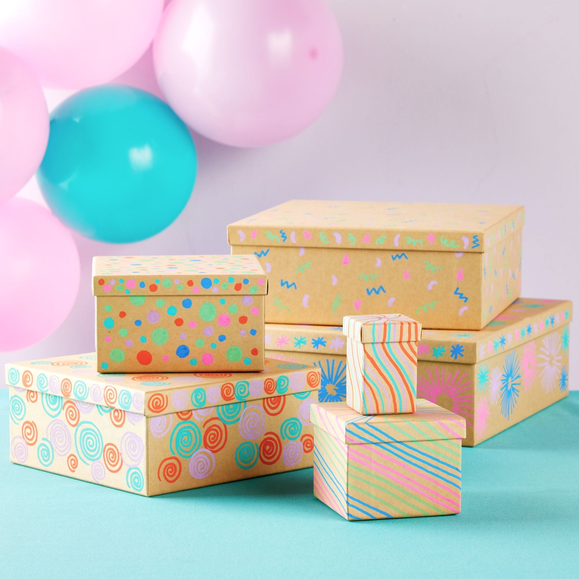 6-Pack Decorative Nested Boxes with Lids, Assorted Sizes, Square Nesting Gift Box, Large to Small, Thick Paper Board, Stackable Gift Boxes for Presents, Wedding, Birthday, DIY