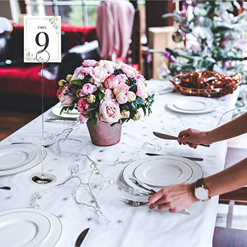 HOHIYA 12 inch Table Number Holders Stands Place Card Wedding Party Memo Sign Photo Restaurants Chrome Plated Tall (Silver,Pack of 12)