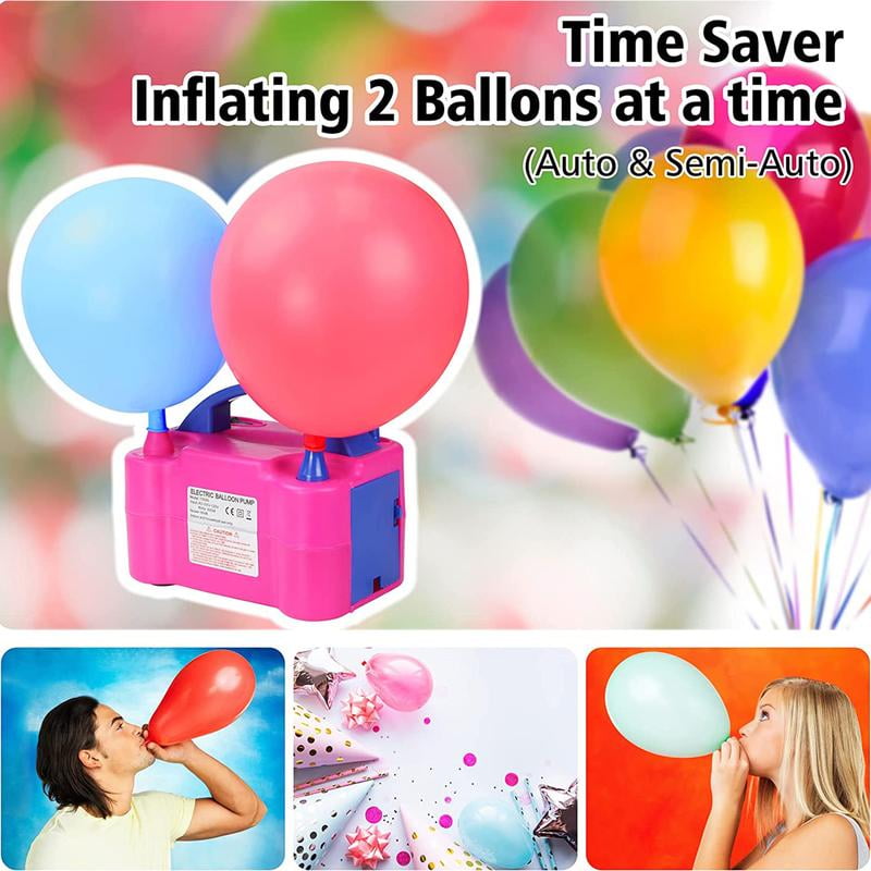 Electric Air Balloon Pump, Portable Dual Nozzle Electric Balloon Inflator, Electric Balloon Pump for Birthday Party Decoration, 110V 600W