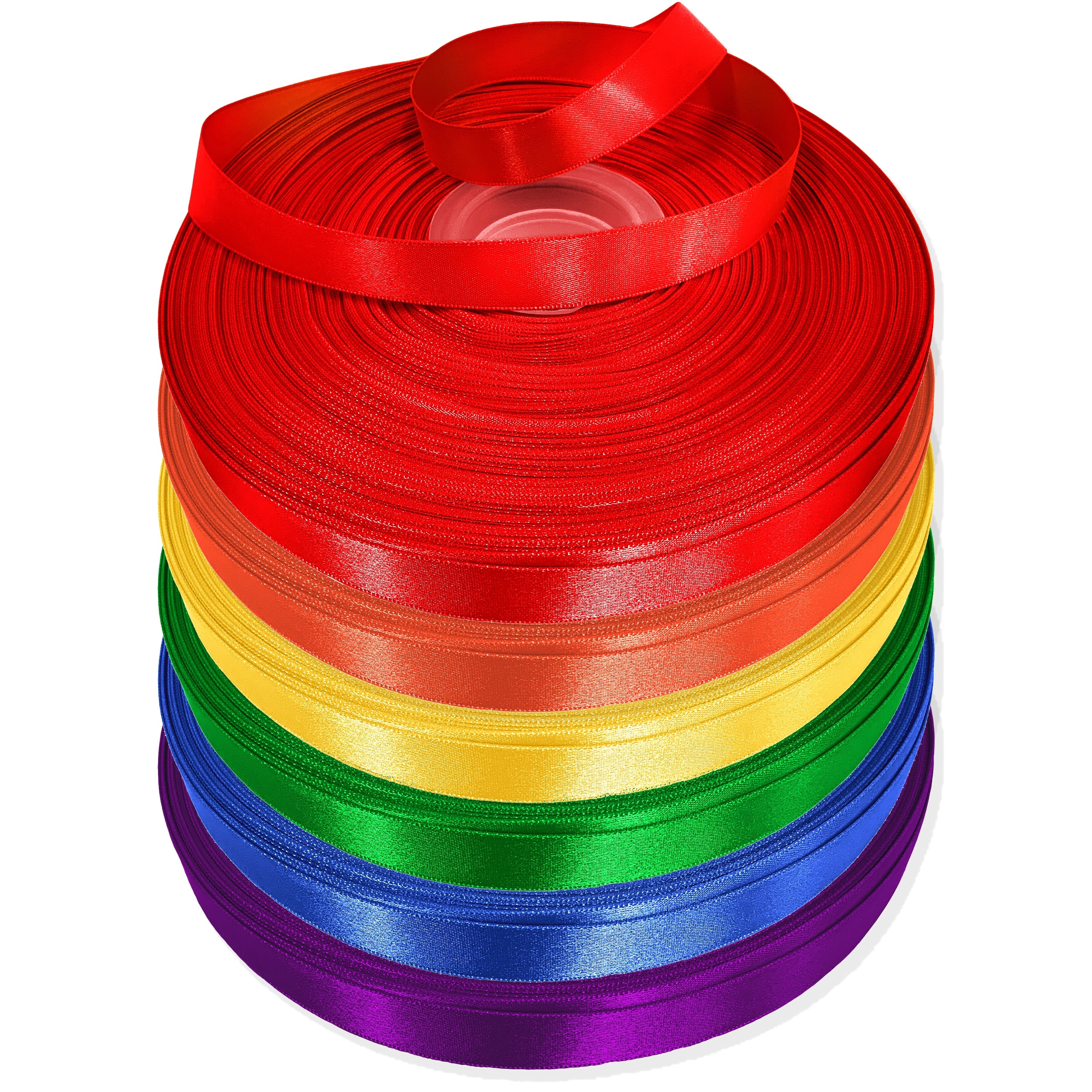 Rainbow Double Faced Satin Ribbon, 6 Colors, 5/8" x 600 Yards by Gwen Studios