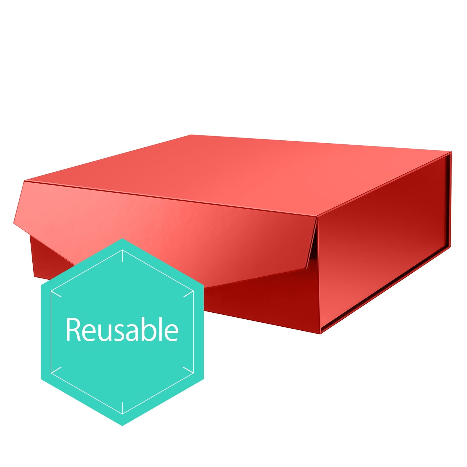 PKGSMART Extra Large Gift Box for Mother's Day, 16.3x14.2x5 inches, Red Magnetic Gift Box for Present