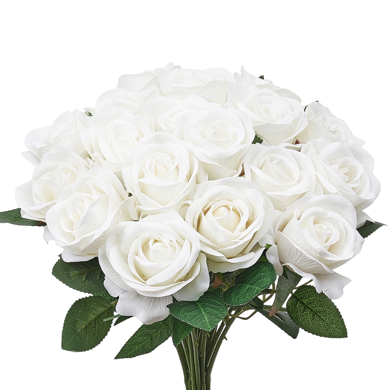 KFFKFF Synthetic Blooms, Set of 120 Lifelike White Foam Imitation Roses, White Imitation Bridal Shower with Stalks for Homemade Wedding Posies, Household Centerpiece Designs