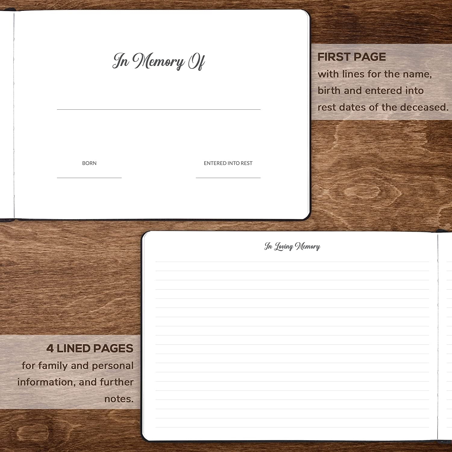 Skyline Funeral Guest Book, 10''x7'', Black