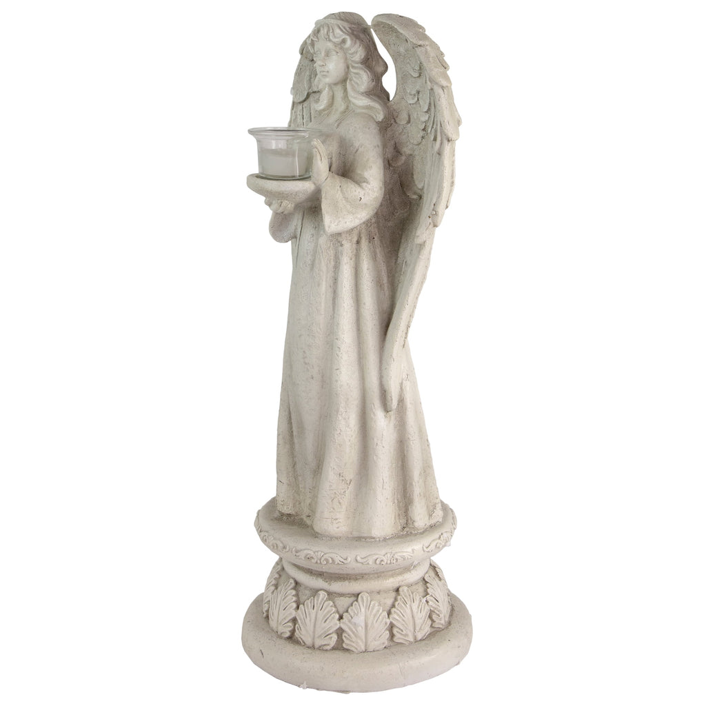 Northlight 22.5" Standing Religious Angel with Bird Bath Votive Candle Holder Outdoor Patio Garden