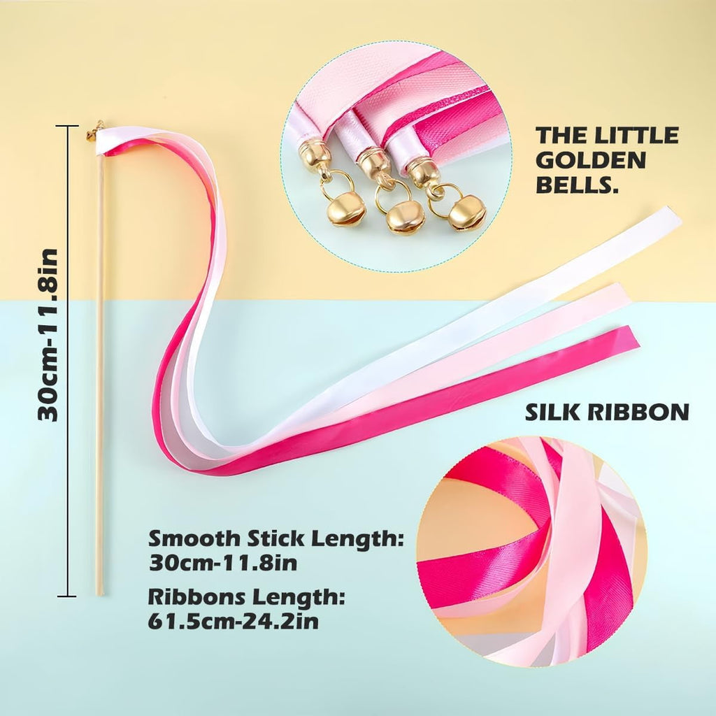 24Pcs Dance Silk Ribbon Sticks Gymnastics Ribbon Wedding Ribbon Streamers Fairy Wands for Party Performance Holiday Celebration,Mixed Color