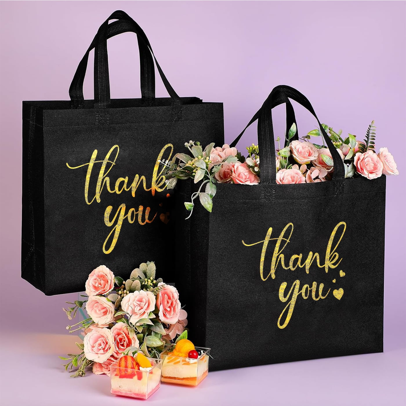 30Pcs Thank You Gift Bags, Large Reusable Gift Bags，Thank You Bags with Handles for Business, Shopping, Wedding, Baby Shower, Graduations, Party Favors