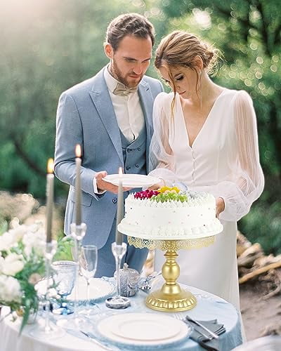 ZUMELER 9Pcs Metal Cake Stands Round Cake Stands Candy Fruit Display Plate Cupcake Serving Tower for Wedding Birthday Party Celebration Home Decoration,gold