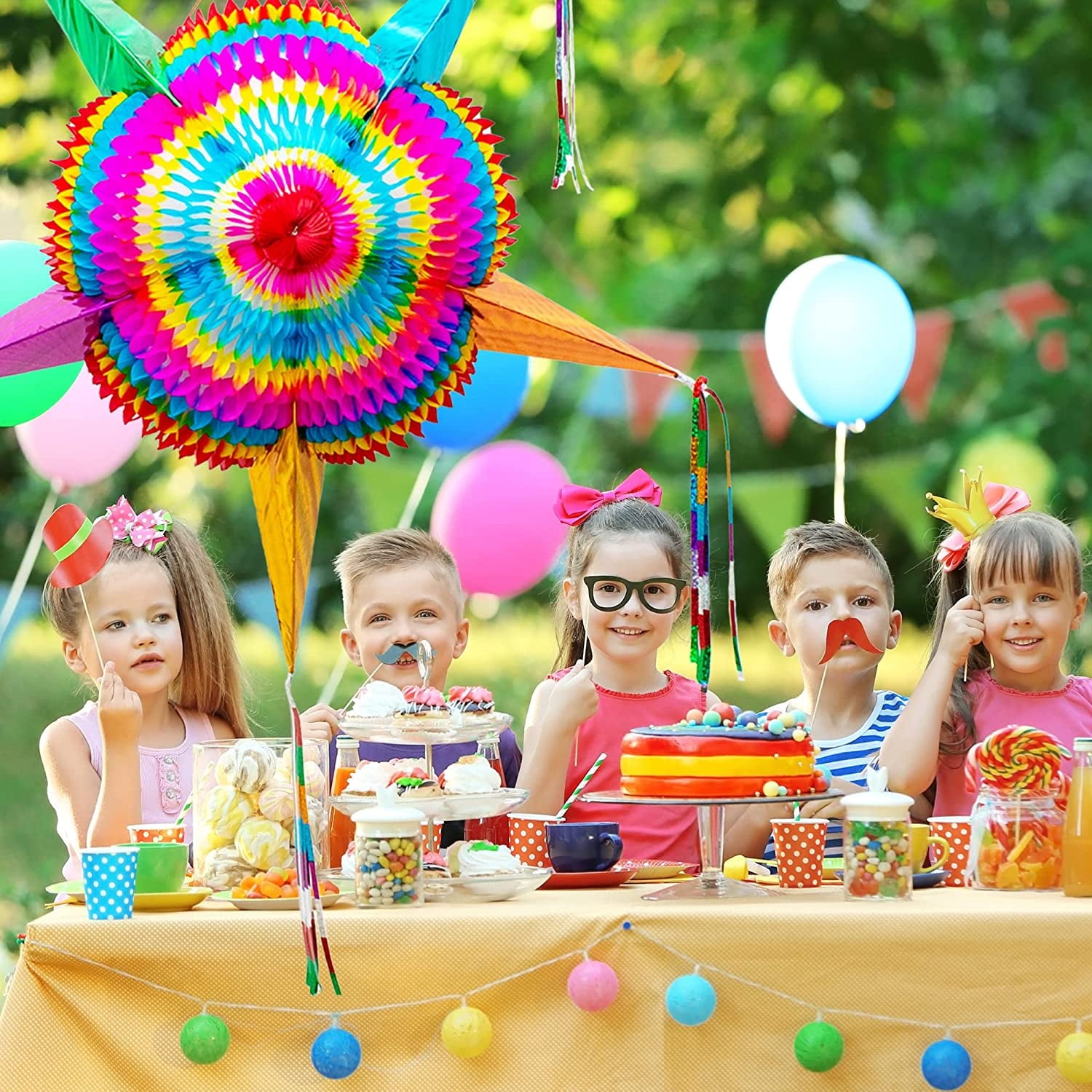 Fiesta Wraps Large Authentic Handmade Star Pinata, Multicolor, 32"