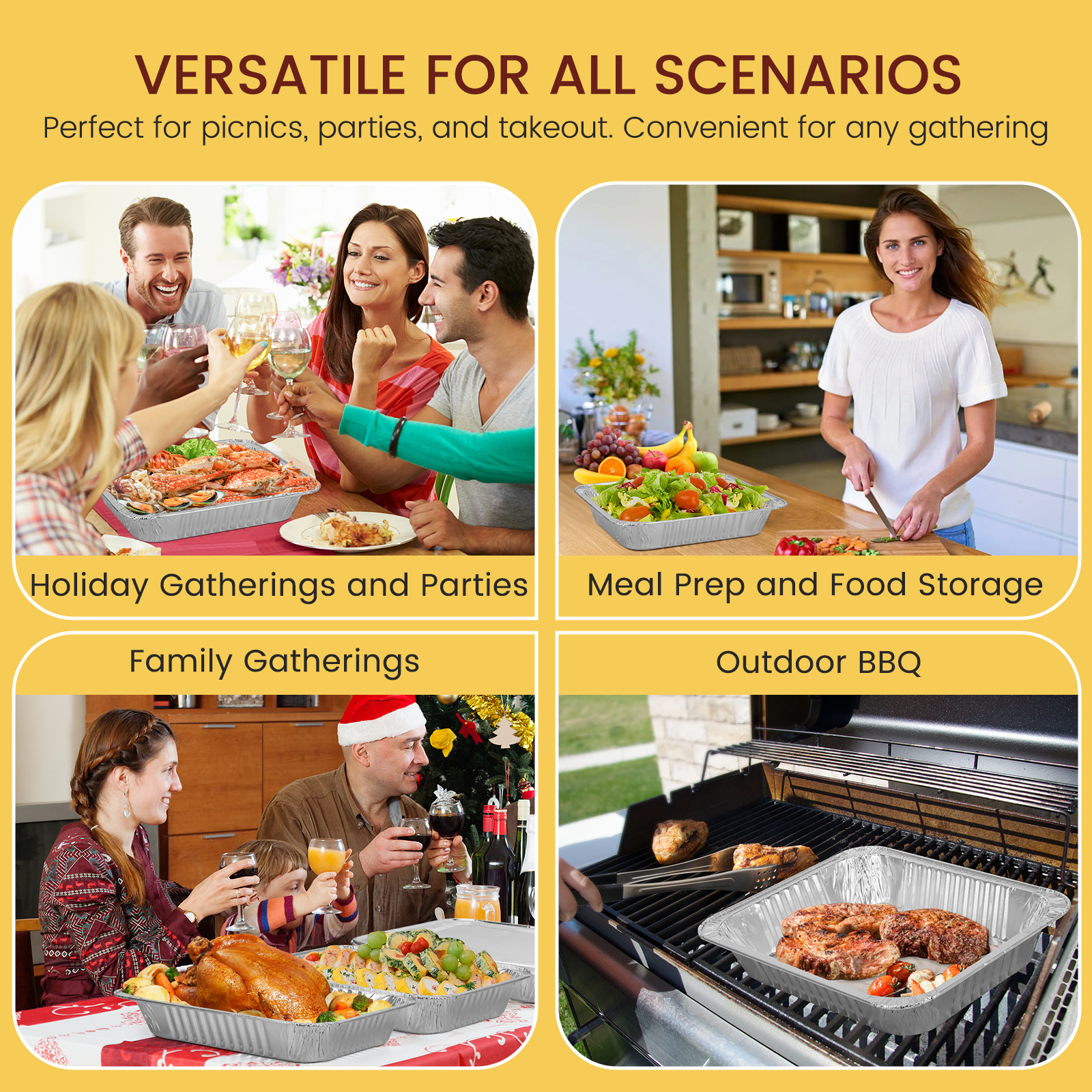 GPED Aluminum Pans, 9X13 Heavy Duty Disposable Foil Pans For Baking Roasting & Chafing, 30 Pack Deep Tin Foil Bakeware, Steam Table Tray, Cookware, Food Prepping, Cake & Oven Pan