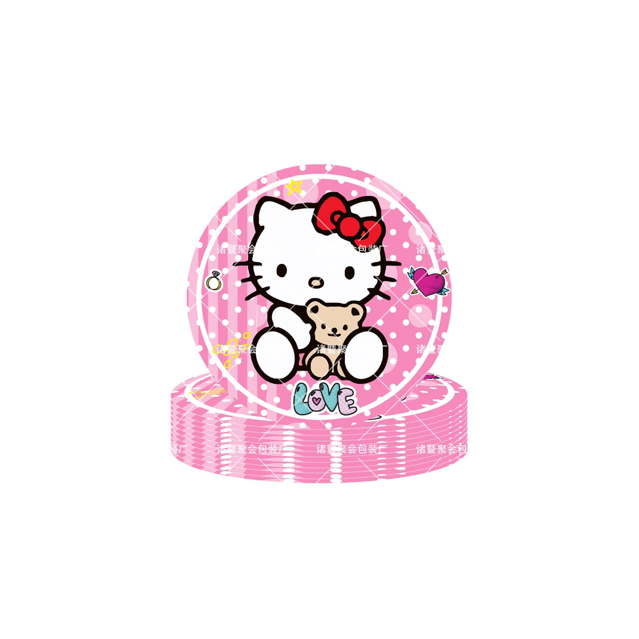 Hello-Kitty 71/81 PCS Party Supplies, Party Tableware, Disposable Paper Plates- Napkins-Forks Dinnerware Set