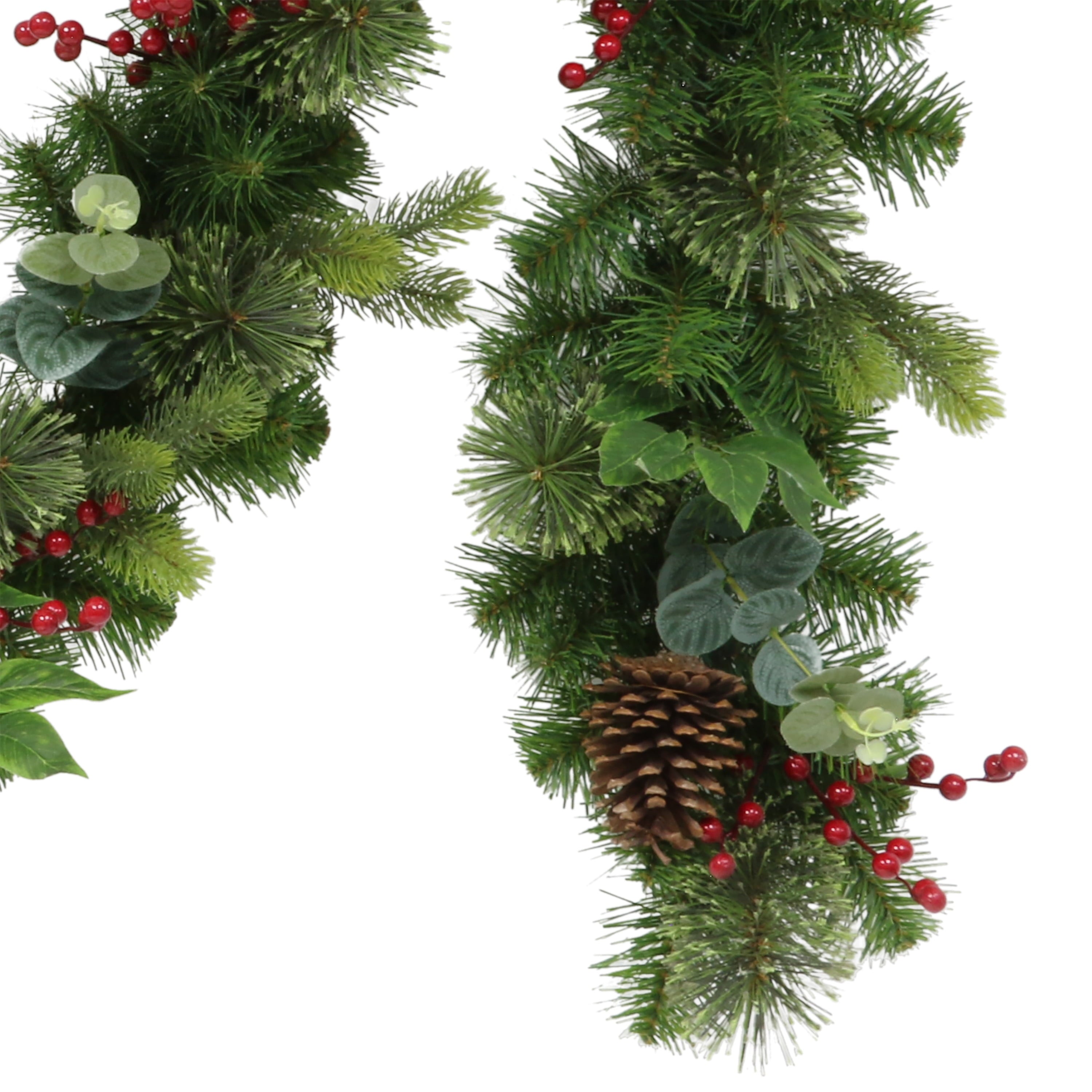 9' x 10" Decorated Christmas Garland with 180 Tips, Green