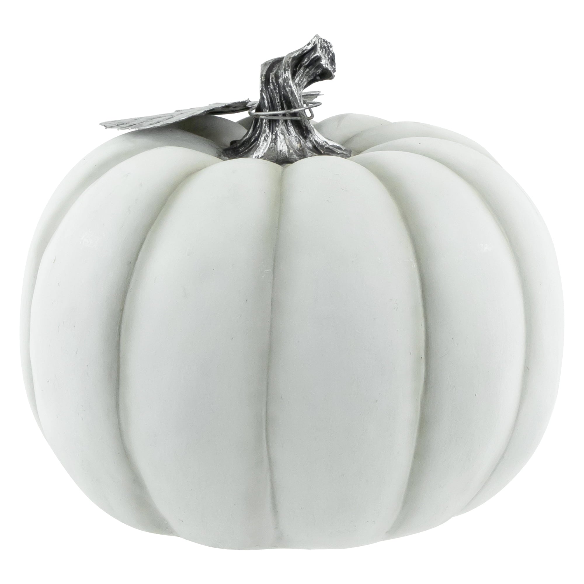 Northlight 8" White and Black "Warm Harvest Blessing" Pumpkin Fall Harvest Decoration