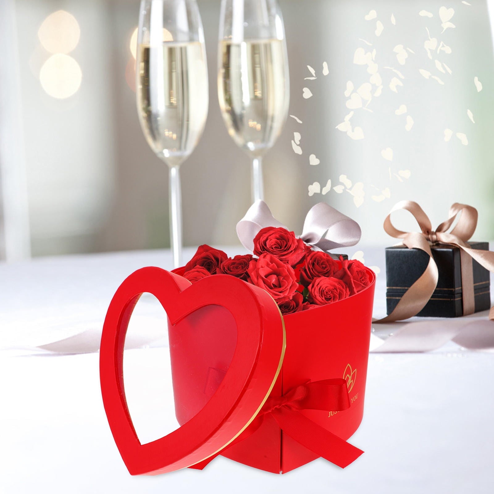 PBPBOX Heart Flower Box Red for Romantic Flower Display and Gift Wrapping