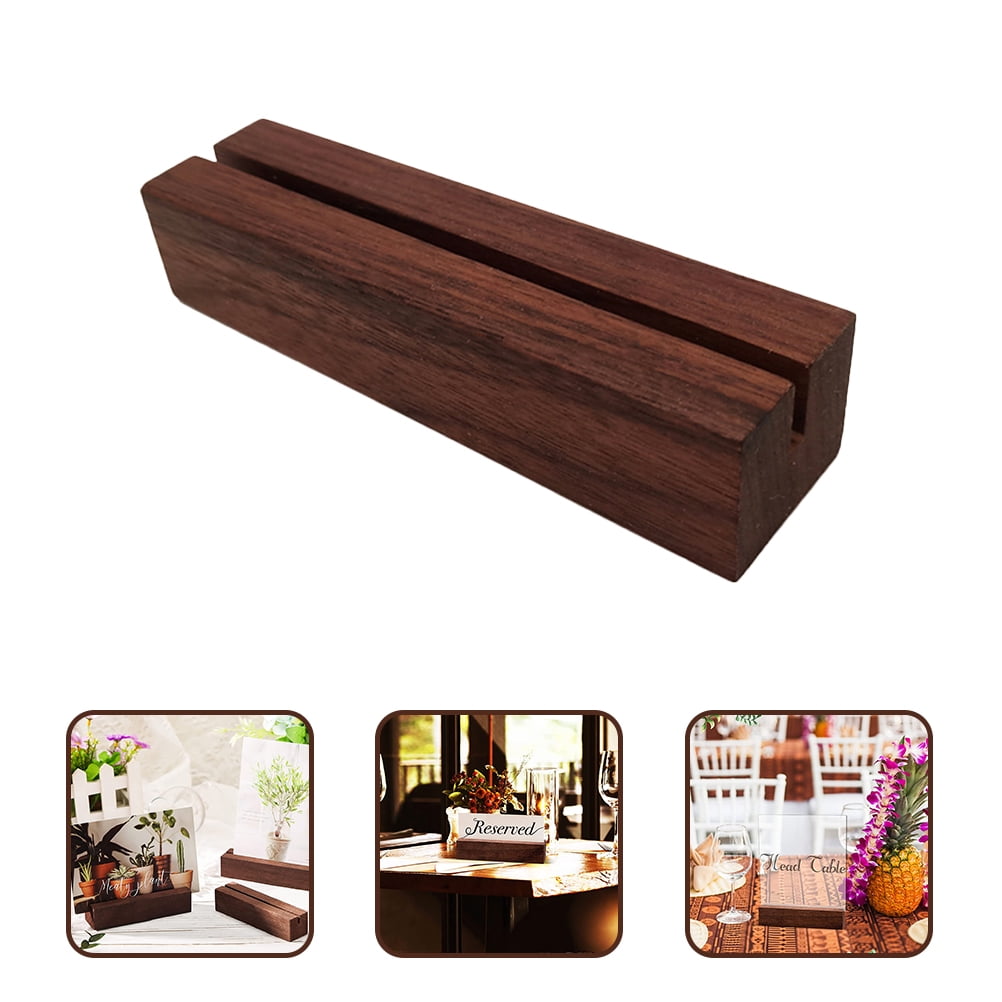 WHAMVOX 12 Pcs Cardholder Wooden Message Box Table Number Holder 10x2.7cm Light Brown
