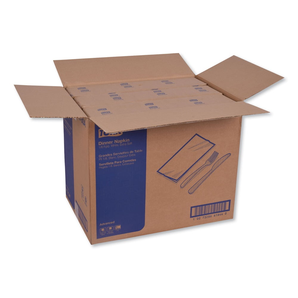 Tork NP7380A 3-Ply 17 in. x 16.125 in. 1/8 in. Fold Advanced Dinner Napkin - White (1740/Carton)