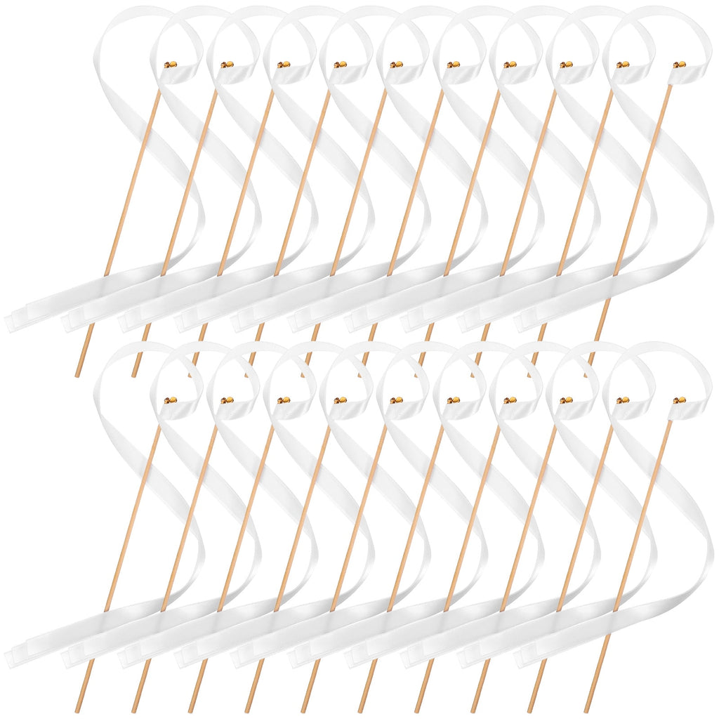 30pcs Wedding Party Ribbon Sticks Wand Streamer Lightweight Fairy Ribbon Sticks With Bells