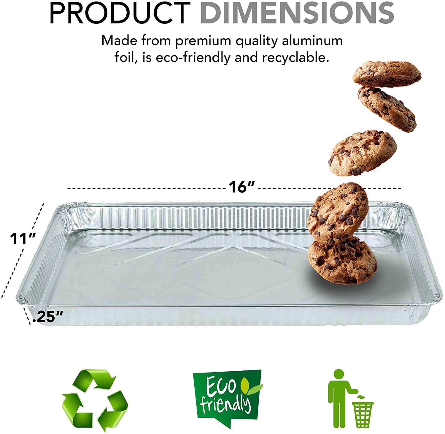 Stock Your Home Aluminum Pans Cookie Sheet Baking Pans (15 Pack) Disposable Aluminum Foil Trays - Reusable and Durable Nonstick Baking Sheets – Disposable Cookie Sheet Foil Pans - 16 Inch x 11 Inch