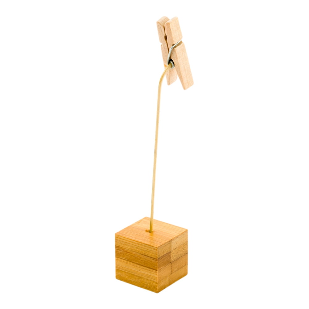 Natural Bamboo Name Card Holder - Metal Clip - 5" x 1" x 1" - 100 count box