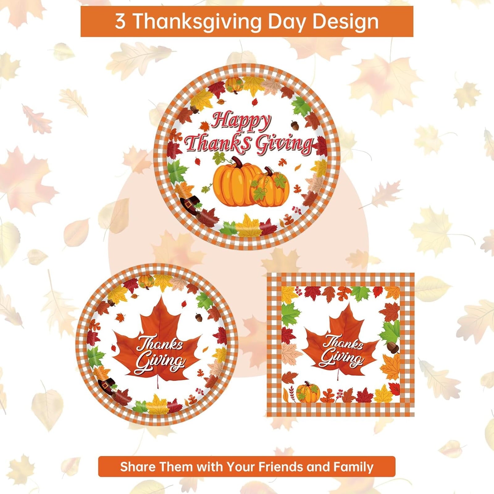 Owis Maple Leaves Disposable Dinnerware Set, Fall, 24 Count