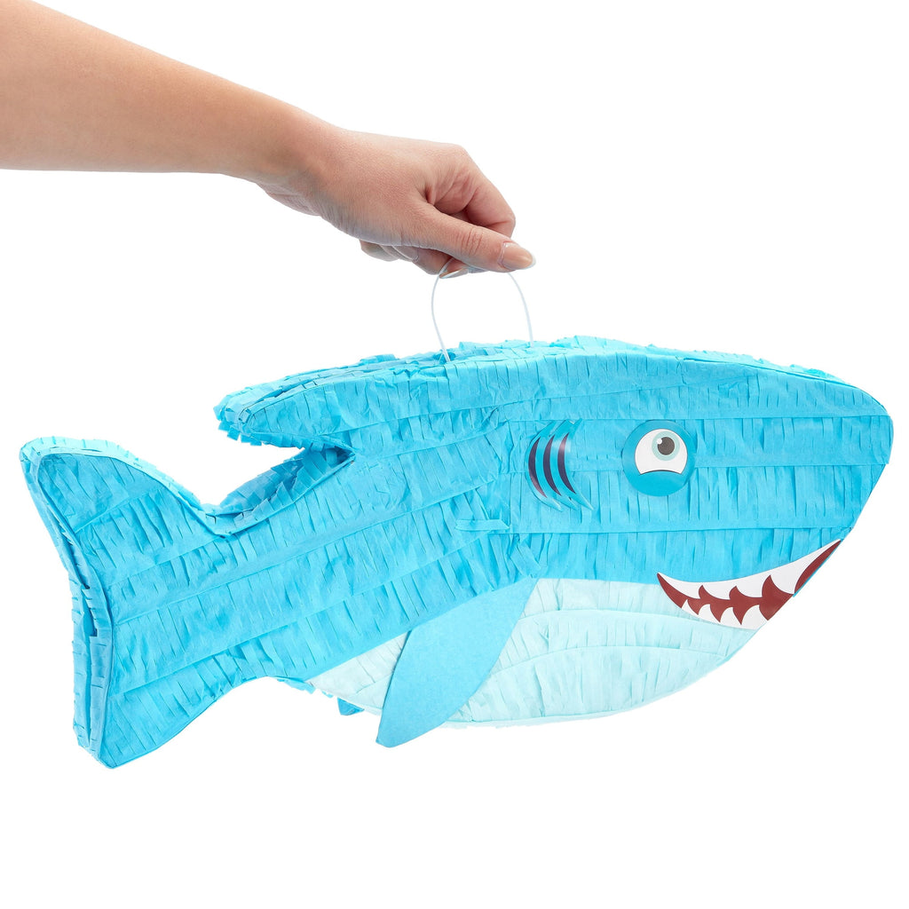 Shark Pinata, Ocean-Themed Fish Pinata, Shark Birthday Decorations, Under the Sea Party Decor (Small, 3.2" x 7" x 16.5"), For Ages 3+