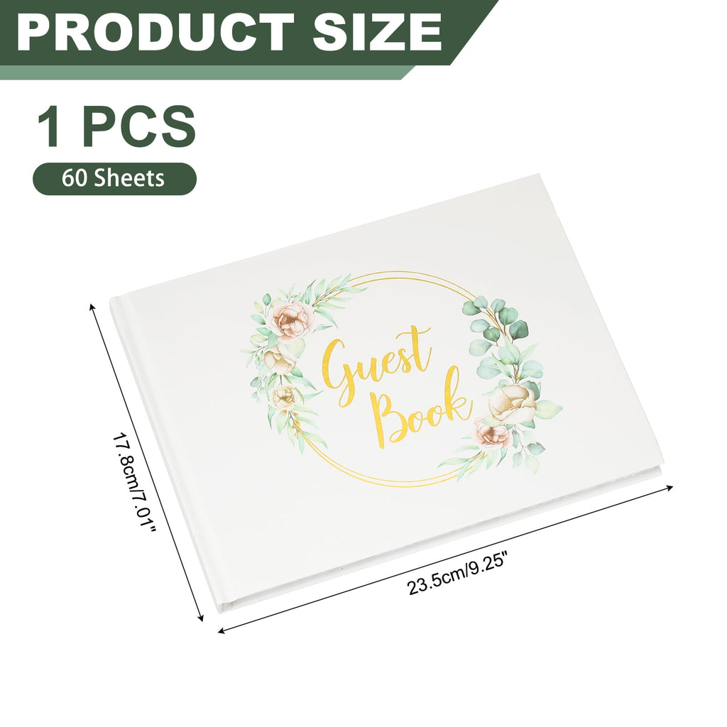 Guest Book, Wedding Guest Sign Book Reception Signature Book Party Decorations Supplies for Birthday Bridal Shower, Gold Ring