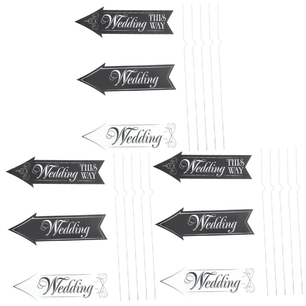 Worgeous 3 Sets  Wedding Signs Printing Wedding Directional Road Signs with Stand Rods