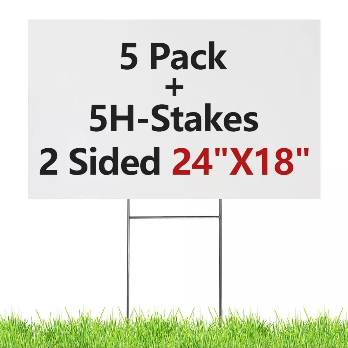 18x24" Yard Signs 5PACK Personalized Blank Corrugated Lawn Sign Large With Stakes